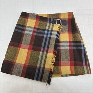 Vici Women's Ronah Plaid Mini Skirt Size Small Clueless Fringe Asymmetric Buckle